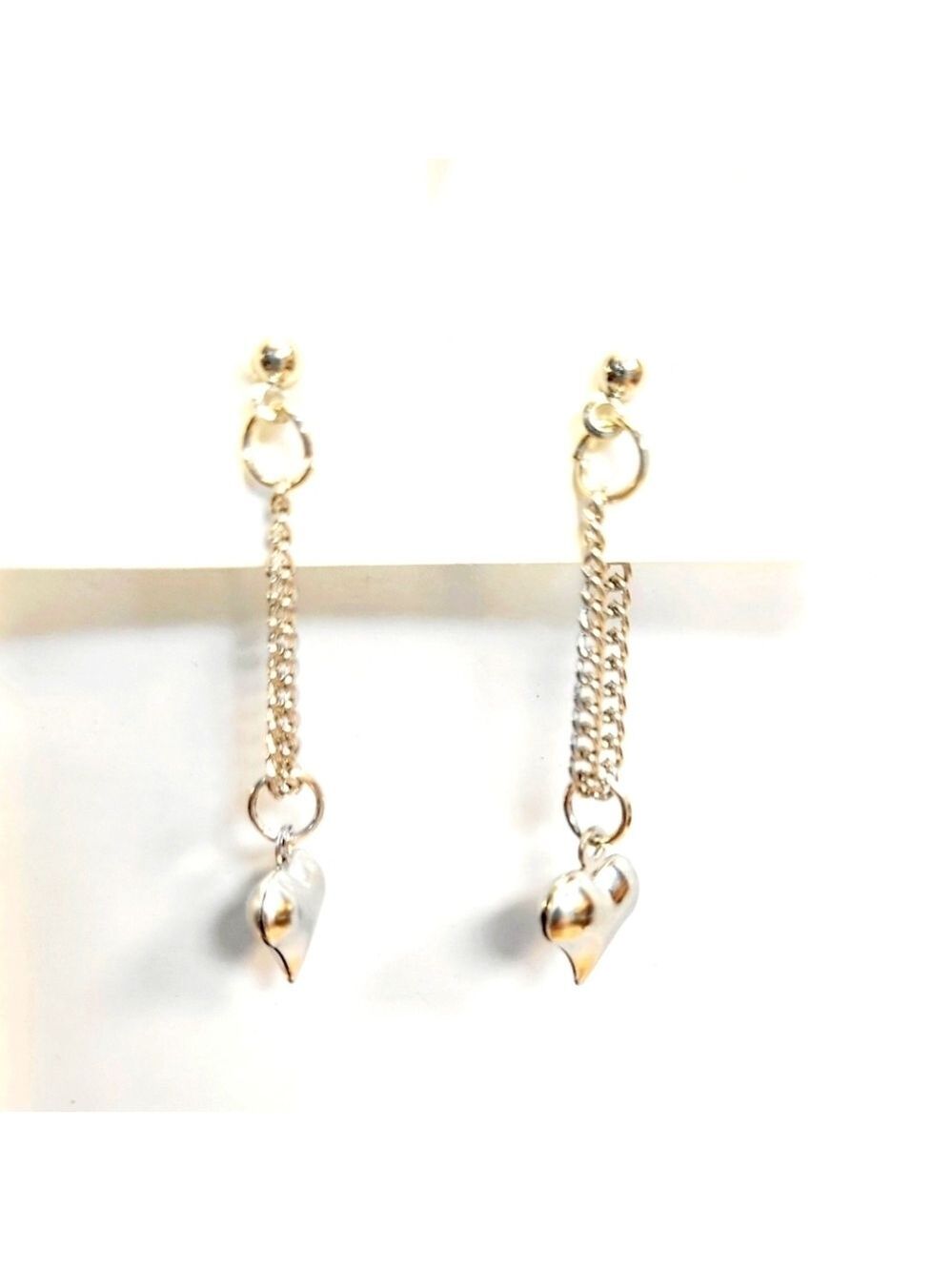 Silver Plated Puffer Heart Dangle Earrings